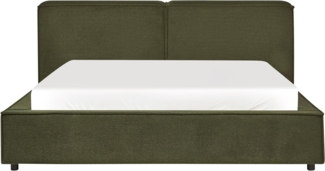 Bett mit Lattenrost LINARDS 160 x 200 cm Bouclé Dunkelgrün
