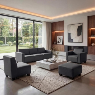 Modular Sofa-System Couch-Garnitur Lyon 3-1-1-1, Kunstleder ~ dunkelgrau