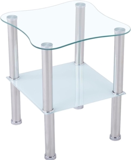 CasaXXl Couchtisch Glas mit Sicherheitsglas & Facettenschliff - Glastisch perfekt geeignet als Beistelltisch/Wohnzimmertisch 40 x 40 x 47 cm (Abgerundet, Satiniert)