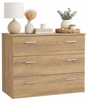 Duero Kommode mit 3 Schubladen Struktur aus Eiche 74,1 x 35,95 x 69,9 cm