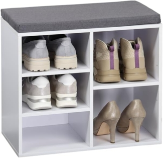 Kesper | Schuhschrank mit Sitzkissen, Material: Faserplatte, Maße: B51,5 x H48 cm x L29,5 cm, Farbe: Weiß, Grau |15905