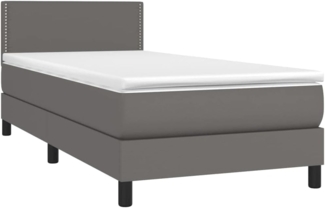 vidaXL Boxspringbett mit Matratze & LED Grau 100x200 cm Kunstleder 3134151