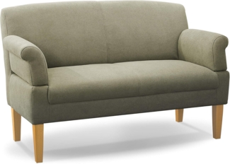 CAVADORE 2-Sitzer Küchensofa Malm, Sitzbank für Küche oder Esszimmer inkl. Armteilverstellung, Leichte Fleckentfernung dank Soft Clean, 152 x 97 x 78, Flachgewebe: hellgrün