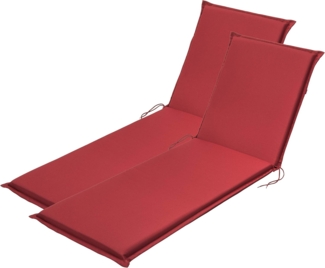 Traumnacht Komfort 2er Set Liegenauflagen Outdoor rot mit abnehmbarem Bezug, 190 x 58 x 6 cm, Öko-Tex zertifiziert, produziert nach deutschem Qualitätsstandard