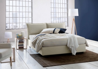 Talamo Italia - Deborah Doppelbett, Bettkasten mit Stoffbezug, 100 % Made in Italy, Öffnung vorne, geeignet für Matratze 160x190 cm, Beige