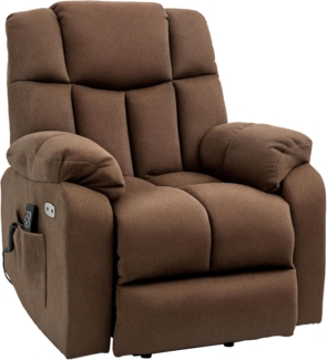 HOMCOM Relaxsessel Relaxsessel mit Liegefunktion, mit Fernbedienung (Fernsehsessel, 1-St, Aufstehsessel), für Wohnzimmer, Braun