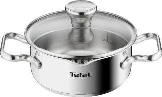 Tefal Duetto Kochtopf A70542 | 16 cm| Induktionsgeeignet | Einfache Reinigung | Messskala | Glasdeckel zum Abgießen | Edelstahl