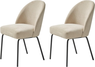 FJORDFORM Esszimmerstuhl, 2'er stühlen, Sand Chenille, Schwarze metalbeine Chair, one Size