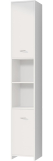 Casaria Hochschrank Neapel Badezimmerhochschrank 30 cm Breit mit 2 Türen Bad Schrank Schmal Weiß