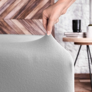 Wolkenfeld Spannbettlaken 100% Baumwolle - Superweiches Bettlaken für Matratzen von 5 bis 20cm, Jersey, Gummizug: rundum, (1 Stück), Rutschfest & Blickdicht - 90x200, 140x200, 160x200, 180x200 200x200