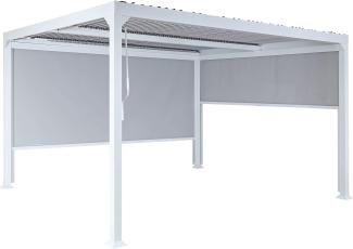 Alu Pergola HWC-L41 mit 2x Seitenwand, Lamellen-Pavillon, stabiles 8cm-Metall-Gestell 3x3m ~ weiß