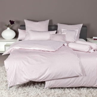 Janine Mako Satin 1 teilig Kissenhülle Kopfkissenbezug 80x80 cm Modernclassic 3912-21 kreiderosé