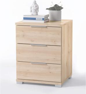 Universal Nachttisch in Edelbuche Optik - Moderner Nachtschrank mit drei Schubladen für Ihr Boxspringbett - 46 x 61 x 42 cm (B/H/T)