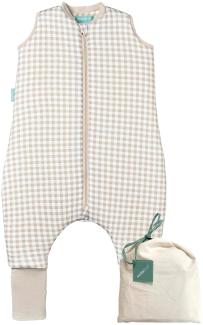 molis&co - Baby schlafsack mit Füßen und Socke - Ideal für den Winter - Babyschlafsack mit Beinen 2,5 tog - 100% Baumwolle (Oeko-TEX 100), Premium Qualität - Vichy Beige (80 cm)