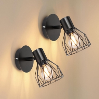 Dehobo E14 Wandleuchte Verstellbare Wandlampe Metall Schwarz Vintage - Wandspot E14 max. 40W - Innen Wandleuchte mit Retro Design für Schlafzimmer Wohnzimmer Esszimmer Balkon Loft - Nicht Leuchtmittel