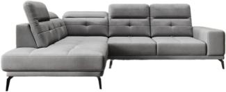 Designer Sofa Isabella mit verstellbarer Kopf- und Rückenlehne Samt Grau Links