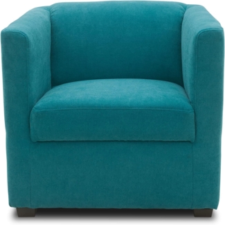 DOMO. collection Bob Sessel, retro Sessel mit Armlehnen und Federkern, 73 x 75 x 69 cm, kleiner Polstersessel Cocktail Loungesessel in Mikrofaser türkis