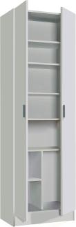 Dmora - 2-türiger Mehrzweckschrank Portsmouth, Zusatzschrank, Moderner Schuhschrank, Vertikales Schuhregal, 59x37h180 cm, Weiß