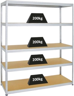 PROREGAL Schwerlastregal Giant Elephant Verzinkt 180 x 150 x 60 cm Fachlast 200kg Kellerregal, Steckregal, Garagenregal, Lagerregal