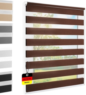 Doppelrollo Klemmfix ohne Bohren braun 120x140 cm [Stoffbreite 116cm] Duo Rollo für Fenster/Türen Gardine Zebrarollo - Farbe: Braun, Höhe (cm): 140, Breite (cm): 120