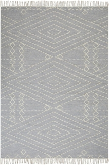 Teppich Baumwolle grau weiß 140 x 200 cm geometrisches Muster Kurzflor KHENIFRA