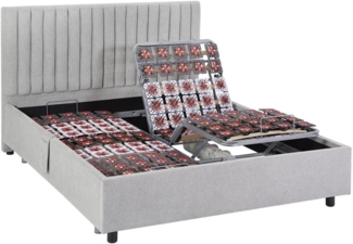 Dekoratives Bettgestell mit elektrischer Relaxfunktion - 2x65 Teller - 2 x 80 x 200 cm - Stoff - Grau - NALU von YSMÉE