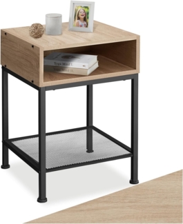 tectake Nachttisch Beistelltisch Harlow 40,5x40,5x59cm (1-St, 1 tlg), Quadratischer Nachttisch im markanten Industrie-Chic