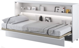 MEBLINI Schrankbett Bed Concept - BC-06 - 90x200cm Horizontal - Weiß Matt - Wandbett mit Lattenrost - Klappbett mit Schrank - Wandklappbett - Murphy Bed - Bettschrank