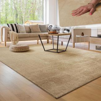 Paco Home Waschbarer Teppich Wohnzimmer Schlafzimmer Kurzflor rutschfest Flauschig Weich Moderne Einfarbige Muster, Grösse:200x280 cm, Farbe:Beige 2