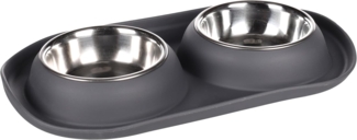 Flamingo Napf-Set Futter- und Trinknapf Duo Dinner Grafa oval dunkelgrau für Katzen