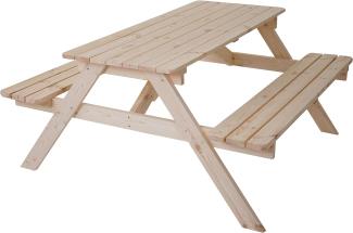 Biergarten-Garnitur Narvik, Picknick-Set, Holz Gastronomie-Qualität massiv 148x150 cm