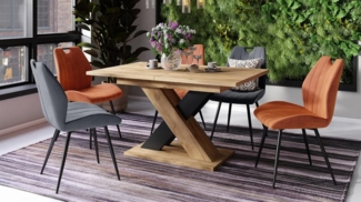 designimpex Esstisch Design Karo Tisch ausziehbar 140 - 180 cm Esszimmer