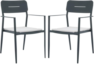 Vente-unique - Gartensessel 2er Set - stapelbar - Aluminium - Anthrazit mit weißen Kissen - LOTTYS von MYLIA