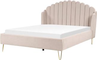 Bett mit Lattenrost AMBILLOU 160 x 200 cm Stoff Helles Beige