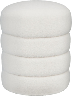 HOMCOM Fußhocker runder Polsterhocker, Fußstütze mit Sitzkissen (Sitzhocker, 1 St, Hocker), für Wohnzimmer, Schlafzimmer, cremeweiß, Ø40 x 45 cm
