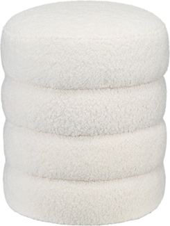 HOMCOM Fußhocker runder Polsterhocker, Fußstütze mit Sitzkissen (Sitzhocker, 1 St, Hocker), für Wohnzimmer, Schlafzimmer, cremeweiß, Ø40 x 45 cm