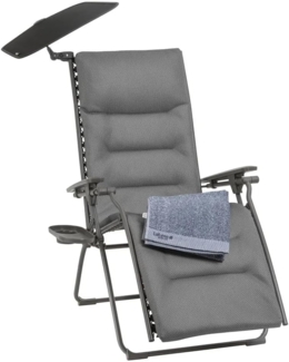 Lafuma Relaxliege BeComfort Evo grau Sonnendach/Handtuch/Tablett