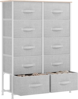 YITAHOME Kommode, Kommode mit 10 Schubladen, Stoffkommode für Schlafzimmer, Wohnzimmer, Schrank,Stabiler Stahlrahmen, Leicht zu Ziehen, Hellgrau Aufbewahrungsschrank