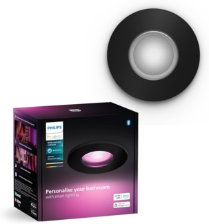 Philips Hue White & Color Ambiance Xamento Einbauspots 1-er Pack, dimmbare Badezimmerlampen für das Hue Lichtsystem mit 16 Mio. Farben, smarte Lichtsteuerung über Sprache und App, schwarz