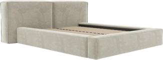 Vente-unique - Bett mit Bettkasten - 140 x 190 cm - Bouclé-Stoff - Beige - TIMANO von Pascal Morabito