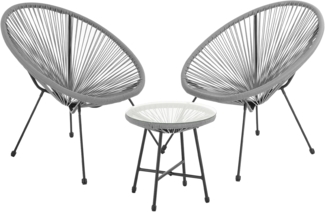 SVITA Bali Balkon-Möbel 3-TLG. Polyrattan Lounge-Set Balkon-Set Grau