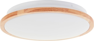 Lightbox Deckenleuchte, LED fest integriert, Warmweiß, LED-Deckenlampe, Ø 30 cm, 18 W, 2000 lm, 3000 K, Holz