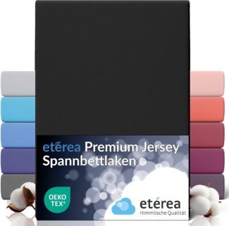 etérea Premium Jersey Spannbettlaken Schwarz 90x200 - 100x200 cm