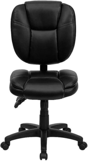 Flash Furniture Caroline Bürostuhl mit mittlerer Rückenlehne, weiches Multifunktions-Drehgelenk, ergonomisch, mit Kissenpolsterung, Schwarz