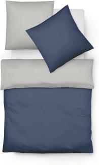 Fleuresse Edelflanell Bettwäsche Lech W Telida | 155x200 cm + 80x80 cm | marine-silber