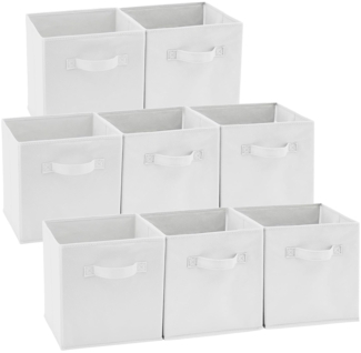 EZOWARE Aufbewahrungskörbe Faltbare Würfel-Aufbewahrungsboxen, 8er-Set, Faltbare Aufbewahrungsbox für Kleinkinder, Kinderzimmer, Zuhause, 26,7x26,7x28cm / Dunkles -Weiß