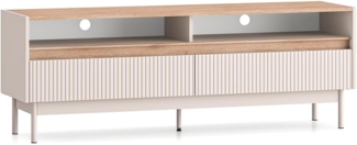 Lomadox Lowboard DINAR-131, kaschmir matt Eiche-Dekor 154 cm breit Metallfüße grifflos modern