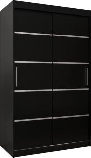 Schwebetürenschrank Verona 1 120 cm Kleiderschrank mit Kleiderstange und Einlegeboden Schlafzimmer- Wohnzimmerschrank Schiebetüren Modern Design (Schubladen: 0, Schwarz)