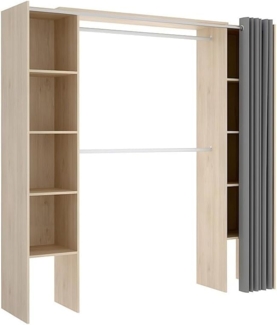 Vente-unique - Kleiderschrank Kleiderschranksystem - B. 110/180 cm - Eichefarben & Grau - DORIAN