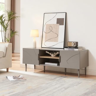 Fernsehtisch Starvili mit 2 Türen 120x40x45 cm Grau [en. casa]